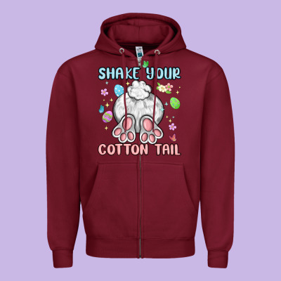 Shake Your Cotton Tail Zipper Hoodie Designed By Maliassmallbusiness