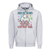Heather Grey shake your cotton tail Zipper Hoodie - MaliasSmallBusiness
