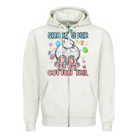 Oatmeal Heather shake your cotton tail Zipper Hoodie - MaliasSmallBusiness