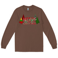 Chestnut merry christmas glitter plaid trees Long Sleeve Tee - AdoDesignShop