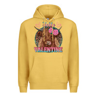 Antique Gold hello valentine highland cow Premium Hoodie - RanaPortraitStore