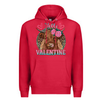 Cardinal hello valentine highland cow Premium Hoodie - RanaPortraitStore