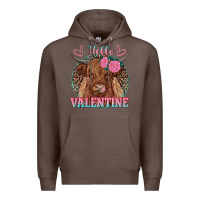 Coffee hello valentine highland cow Premium Hoodie - RanaPortraitStore