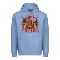 Colony Blue hello valentine highland cow Premium Hoodie - RanaPortraitStore