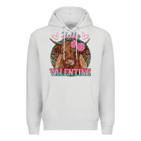 Dove Grey hello valentine highland cow Premium Hoodie - RanaPortraitStore