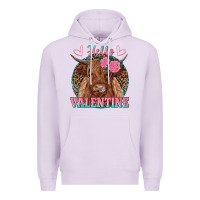 Lilac hello valentine highland cow Premium Hoodie - RanaPortraitStore