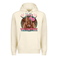 Sandshell hello valentine highland cow Premium Hoodie - RanaPortraitStore