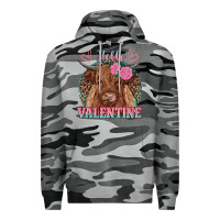 Slate Camo hello valentine highland cow Premium Hoodie - RanaPortraitStore
