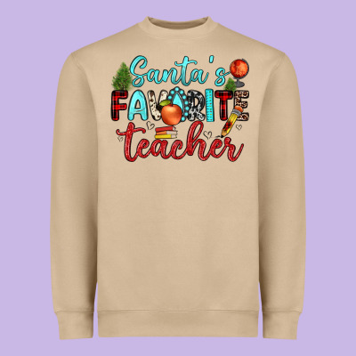 Santa S Favorite Teacher Heavyweight Sweatshirt Designed By Jahusdesignshop