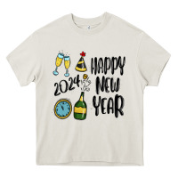 Cream happy new year 2024 Heavy Core Tee - MaliasSmallBusiness
