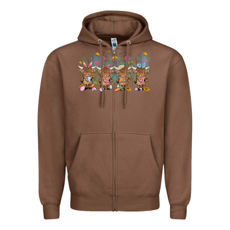 Easter Day Baby Highland Cow Zipper Hoodie by MaliasSmallBusiness | Teevron