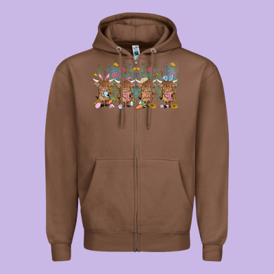 Easter Day Baby Highland Cow Zipper Hoodie Designed By Maliassmallbusiness