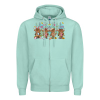 Seafoam easter day baby highland cow Zipper Hoodie - MaliasSmallBusiness