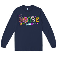 Navy mardi gras nurse leopard cowhide glitter Long Sleeve Tee - Artiststas