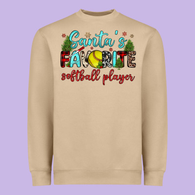 Santa S Favorite Softball Player Heavyweight Sweatshirt Designed By Jahusdesignshop