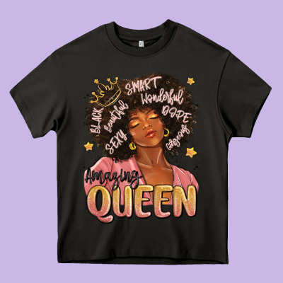 Black Queen Heavy Core Tee Designed By Maliassmallbusiness