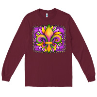 Burgundy mardi gras fleur de lis sunflower leopard Long Sleeve Tee - Artiststas