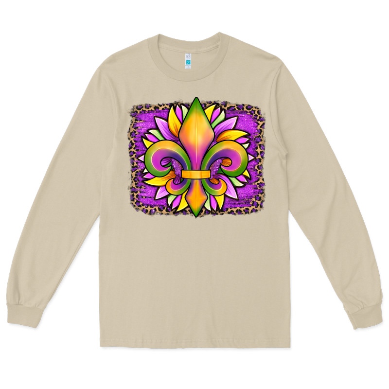 Mardi Gras Fleur De Lis Sunflower Leopard Long Sleeve Tee by Artiststas | Teevron