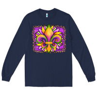 Navy mardi gras fleur de lis sunflower leopard Long Sleeve Tee - Artiststas