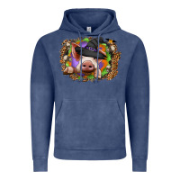 Vintage Denim halloween pig Vintage Hoodie - CowhideDigitalArt