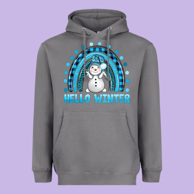Hello Winter Rainbow With Snowman Bbs Heavyweight Hoodie Designed By Bundleandbundleshop
