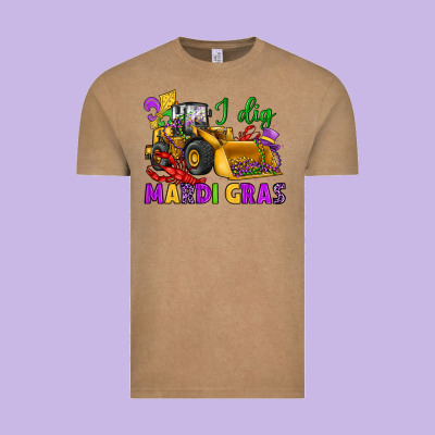 I Dig Mardi Gras Bulldozer Vintage Tee Designed By Jahusdesignshop