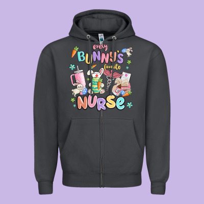 Every Favorite Bunnys Nurse Zipper Hoodie Designed By Maliassmallbusiness