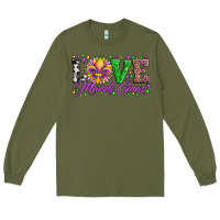 Army Green love mardi gras fleur de lis sunflower leopard and beads Long Sleeve Tee - Artiststas