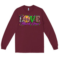 Burgundy love mardi gras fleur de lis sunflower leopard and beads Long Sleeve Tee - Artiststas