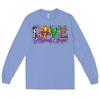 Love Mardi Gras Fleur De Lis Sunflower Leopard And Beads Long Sleeve Tee | Teevron