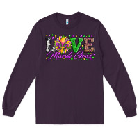 Plum love mardi gras fleur de lis sunflower leopard and beads Long Sleeve Tee - Artiststas