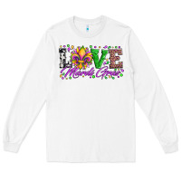 White love mardi gras fleur de lis sunflower leopard and beads Long Sleeve Tee - Artiststas