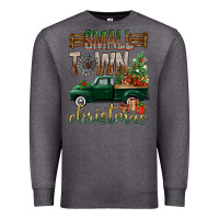 Charcoal Heather Small Town Christmas With Truck Premium Sweatshirt - BundleAndBundleShop