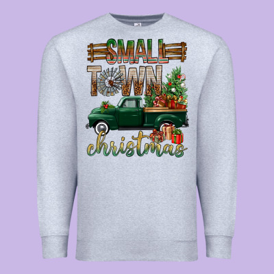 Small Town Christmas With Truck Premium Sweatshirt Designed By Bundleandbundleshop