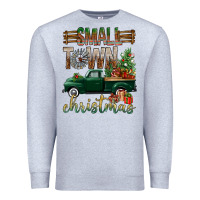 Heather Grey Small Town Christmas With Truck Premium Sweatshirt - BundleAndBundleShop