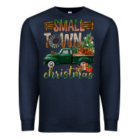 Navy Small Town Christmas With Truck Premium Sweatshirt - BundleAndBundleShop