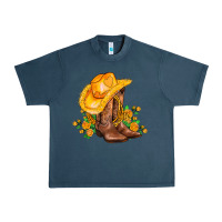 Midnight Navy yellow  cowgirl and roses Urban Heavy Tee - AdoDesignShop