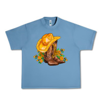Pebble Blue yellow  cowgirl and roses Urban Heavy Tee - AdoDesignShop