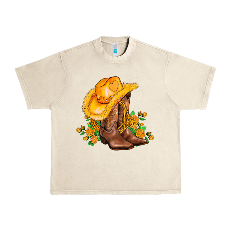 Yellow  Cowgirl And Roses Urban Heavy Tee by AdoDesignShop | Teevron