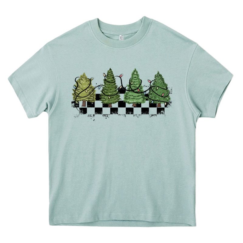 Christmas Checkered Trees Heavy Core Tee by MaliasSmallBusiness | Teevron
