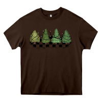 Chocolate Brown christmas checkered trees Heavy Core Tee - MaliasSmallBusiness
