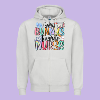 Every Bunny's Favorite Nurse Zipper Hoodie Designed By Maliassmallbusiness