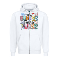 White every bunny's favorite nurse Zipper Hoodie - MaliasSmallBusiness