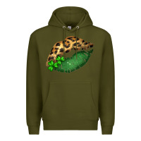 Army Green St. Patricks Day Leopard Lips Premium Hoodie - Bettercallsaul