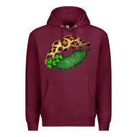 Burgundy St. Patricks Day Leopard Lips Premium Hoodie - Bettercallsaul