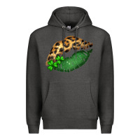 Charcoal Heather St. Patricks Day Leopard Lips Premium Hoodie - Bettercallsaul