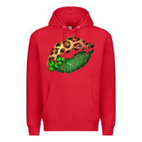 Red St. Patricks Day Leopard Lips Premium Hoodie - Bettercallsaul