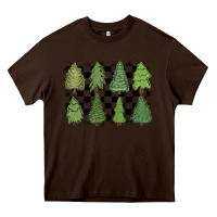 Chocolate Brown checkered trees Heavy Core Tee - MaliasSmallBusiness