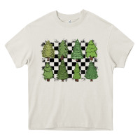 Cream checkered trees Heavy Core Tee - MaliasSmallBusiness