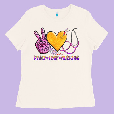 Peace Love Nursing Ladies Tee Designed By Adodesignshop